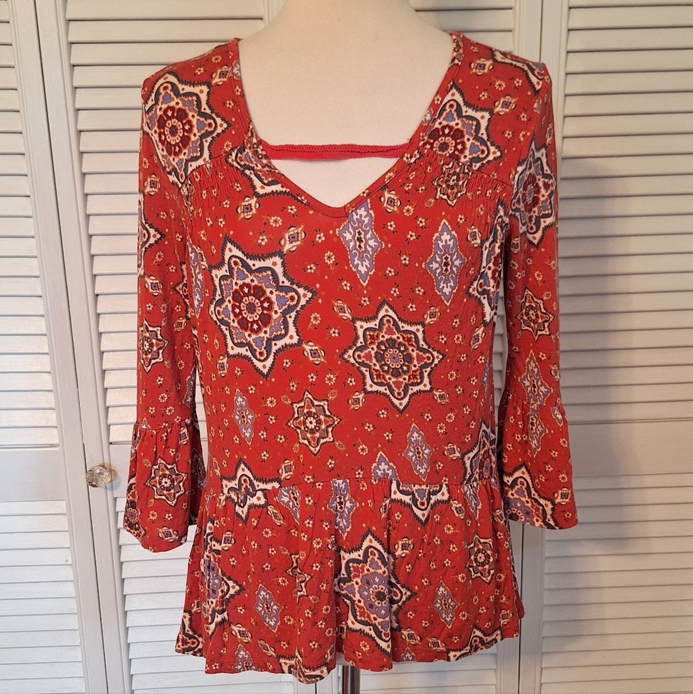 Eyeshadow Bell Sleeve Babydoll Top Blouse Small *C5